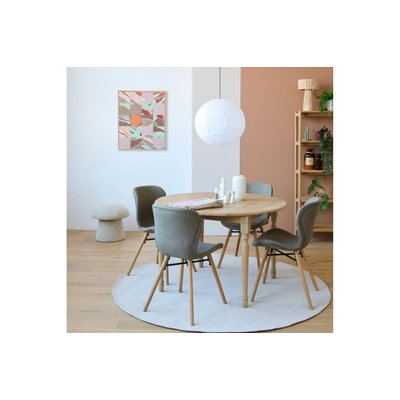 Table ronde extensible pieds tournés D115 + 4 chaises tissu - VICTORIA HELLIN, DEPUIS 1862