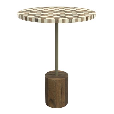 Table d'appoint ronde en bois de manguier et résine  D45 cm - SLIMI RENDEZ-VOUS DÉCO