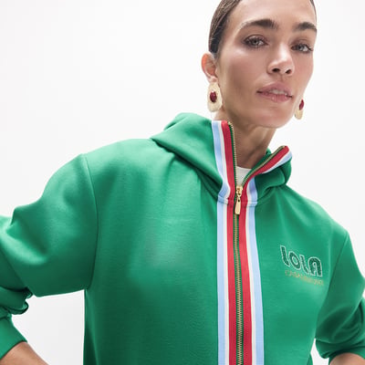 Sweat zippé à capuche et bande tricolore LOLA CASADEMUNT