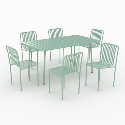 Table et chaises de jardin 6 personnes en métal - YUMI RENDEZ-VOUS DÉCO