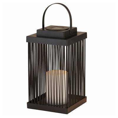 Outdoor Solar Black Rattan Frame Lantern SO'HOME