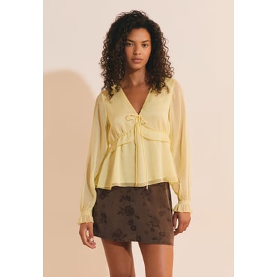 Blouse à volants avec manches transparentes BIANCA ETAM