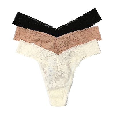 Pack de 3 String en dentelle à taille haute et taille unique HANKY PANKY