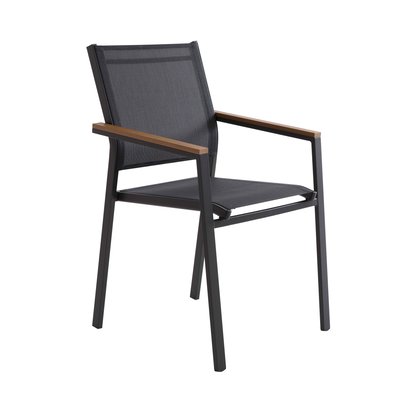 Chaise de jardin en aluminium et textilène avec accoudoirs, JAKARTA OVIALA
