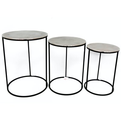 Table gigogne ronde plateau argenté (lot de 3) PIER IMPORT