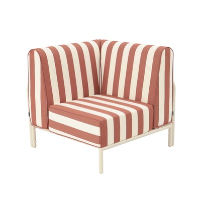 Fauteuil d'angle rayé pour salon de jardin modulable, PATIO OVIALA