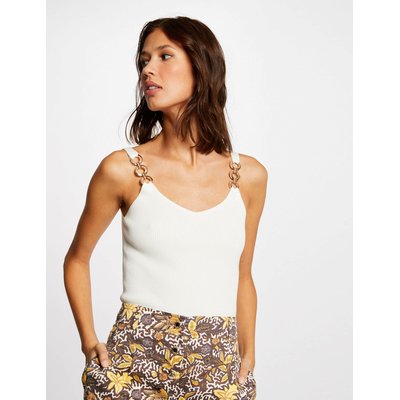 Pull côtelé, détails bretelles MORGAN