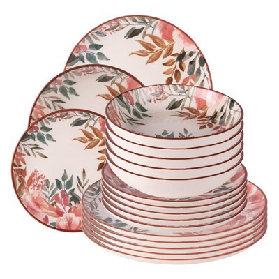 Service d'assiettes 18 pièces  -PINK FLOR TABLE PASSION