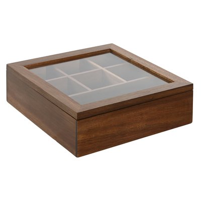Boîte à thé en bois d'acacia 7 compartiments 20.5x20.5x6.5cm WADIGA