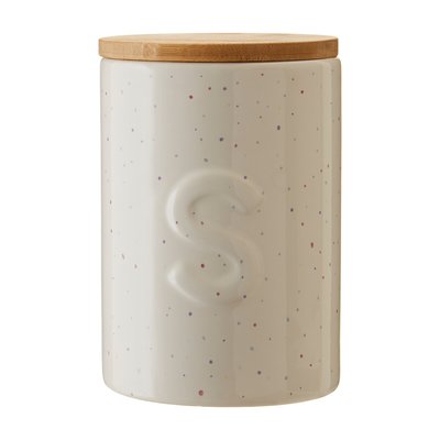 Wilder Speckle Sugar Canister in Dolomite with Bamboo Lid SO'HOME