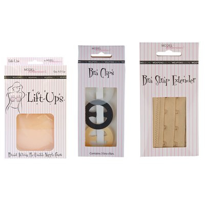 Pack de 3 SECRET WEAPONS: BREAST LIFTING NIPPLE + ROUND BRA CLIPS + BRA EXTENSORS SECRET WEAPONS