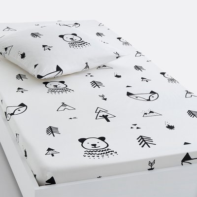 Forest Camp Animal 100% Cotton Fitted Sheet LA REDOUTE INTERIEURS