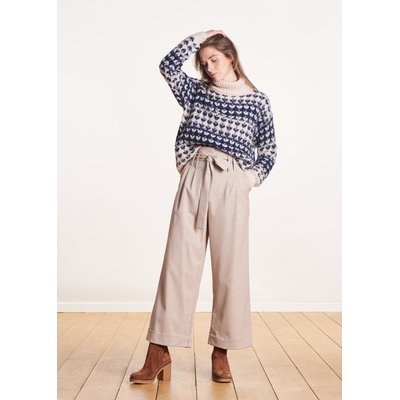 Pantalon large taille haute avec ceinture à nouer LA FEE MARABOUTEE