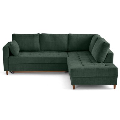 Canapé d'Angle Convertible en Velours texturé 5 places - ANNA LISA DESIGN