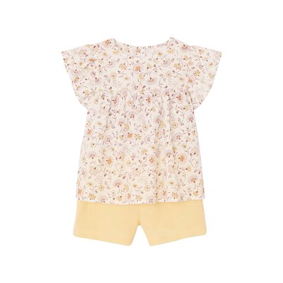 Ensemble blouse à fleurs et short en gaze de coton VERTBAUDET