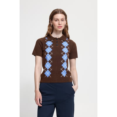 Pull en maille, manches courtes, col polo ICHI
