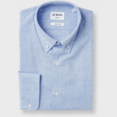 Chemise Slim fit easy care col boutonné coton aspect lin ACROSS