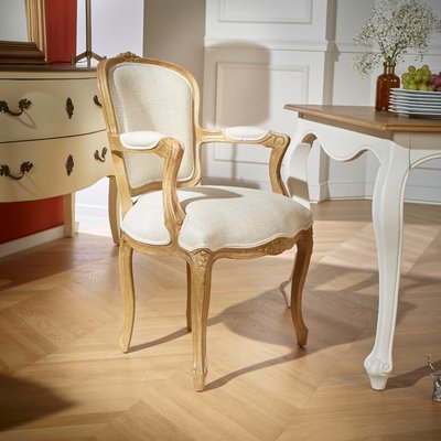 Fauteuil en hévéa et lin premium LOUVRE ROBIN DES BOIS