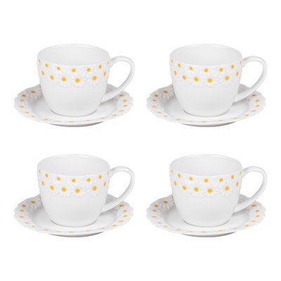 Coffret de 4 tasses à thé avec sous tasses   30 cl-MARGUERITE TABLE PASSION