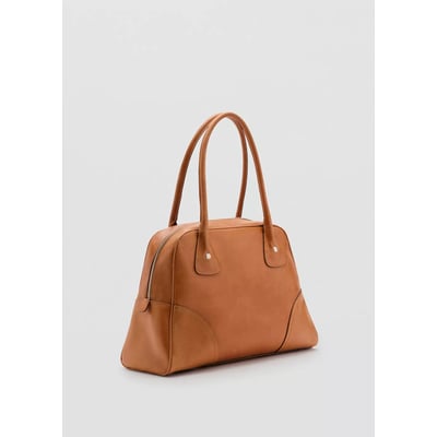 Grand sac bowling en cuir MANGO