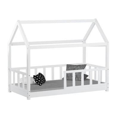 Lit enfant 80x160 matelas cabane barrières HOMESTYLE4U