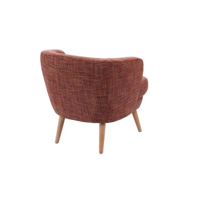 Fauteuil rétro en tissu chiné et piétement en bois - DAGOBERT AMADEUS