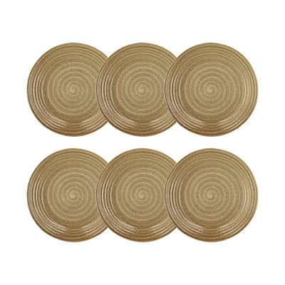 Lot de 6 assiettes à dessert 21cm en grès, TURBOLINO NOVASTYL