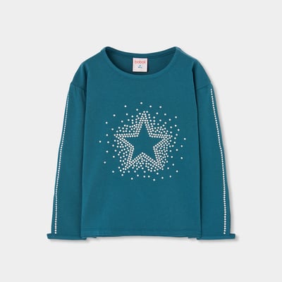 T-shirt fille en maille avec étoile en strass BOBOLI