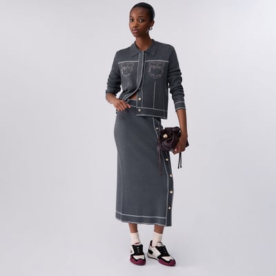 Jupe midi en mélange de soie LIU JO