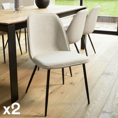 Chaise contemporaine tissu écru dossier droit (lot de 2) TIM PIER IMPORT