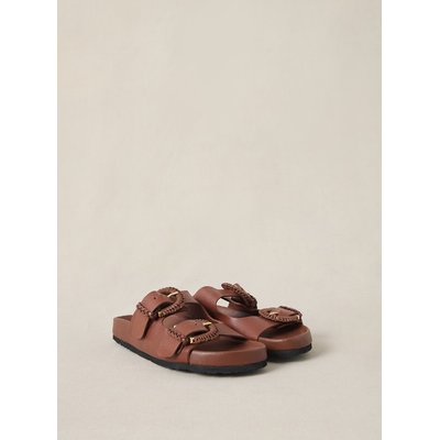 Flat Mules with Buckles in Leather, CORA PETITE MENDIGOTE