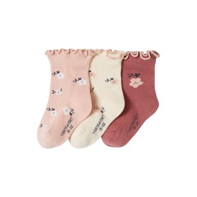 Lot de 3 paires de chaussettes "fleurs" VERTBAUDET