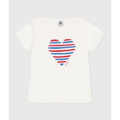 T-shirt manches courtes, motif cœur, coton PETIT BATEAU