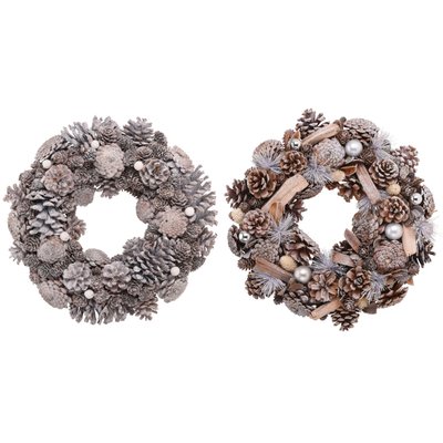 Set de 2 couronnes de l'Avent décoration Noël pommes de pin 32cm WADIGA