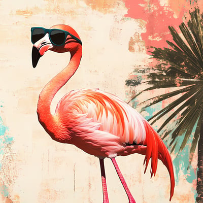 Tableau Sur Toile Flamant Rose Stylé ANIMAUX HUMANISÉS CEANOTHE