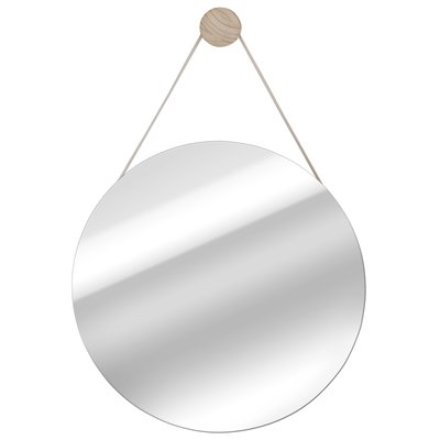 Miroir décoratif rond en Bois recouvert naturel, NORDIK BARBIER INSPIRE
