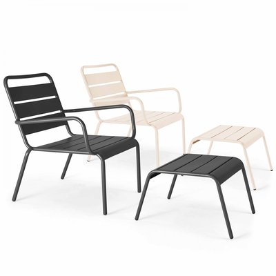 Lot de 2 fauteuils relax dépareillés avec repose pieds, PALAVAS OVIALA