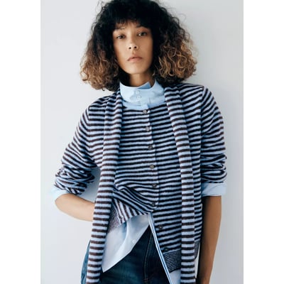 Cardigan rayures écharpe MANGO