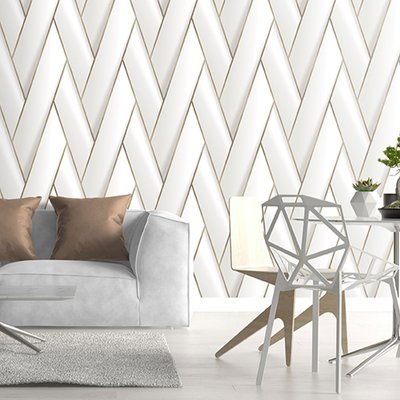 Papier peint géométrique art doré HEXOA