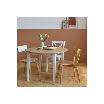 Table ronde extensible bois D105 avec 1 allonge et pieds fuseau - VICTORIA HELLIN, DEPUIS 1862