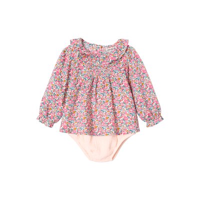 Ensemble 2 pièces naissance : blouse Liberty et bloomer ENVIE DE FRAISE