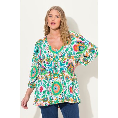 Blouse à fleurs, ligne A et décolleté en V ULLA POPKEN