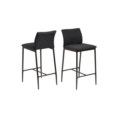 Tabourets de bar en métal et tissu gris (lot de 2) - FAUST HELLIN, DEPUIS 1862