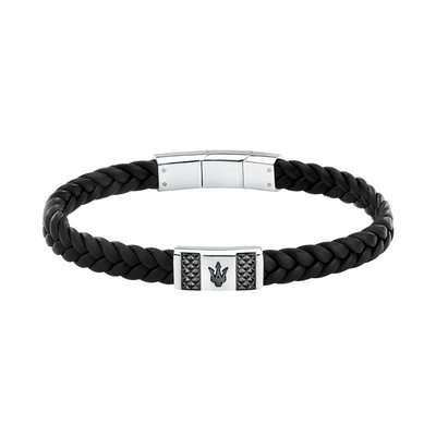 Bracelet acier, cuir RECYCLED LEATHER MASERATI