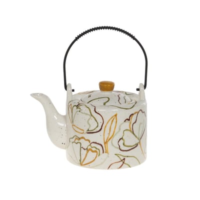 Théière infuseur Zen 75cl écru en grès décoré AMADEUS