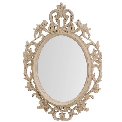 Miroir mural ovale avec moulures en polypropylène beige 48x2.5x69cm WADIGA