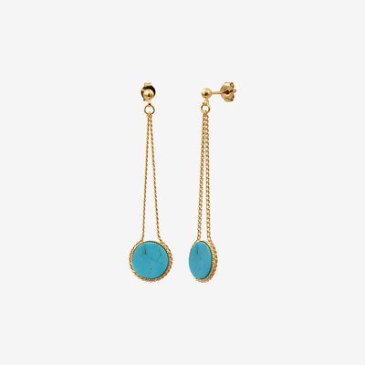 Boucles d'oreilless dorées longues - LADY CAROLINE NAJMAN