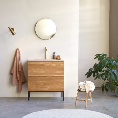 Meuble salle de bain en chêne massif et terrazzo premium Pink 80 cm NOVA TIKAMOON
