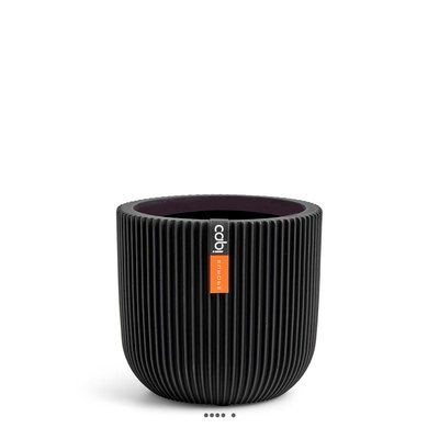 Pot Groove plastique forme eggpot H 13 x D 14cm Noir ARTIFICIELLES
