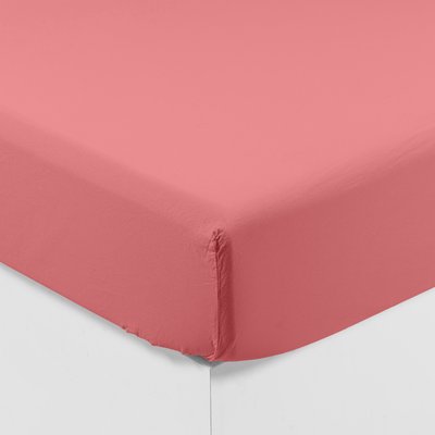 Drap housse en pur coton lavé biologique SOUFFLE CARRE BLANC